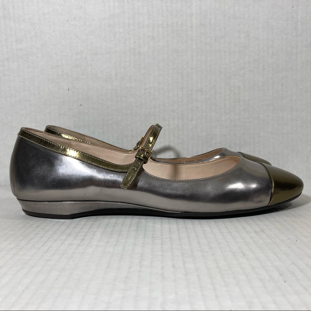 Cole Haan Grand OS Phoenix Metallic Leather Casual Mary Jane Ballet Flat Sz 10.5